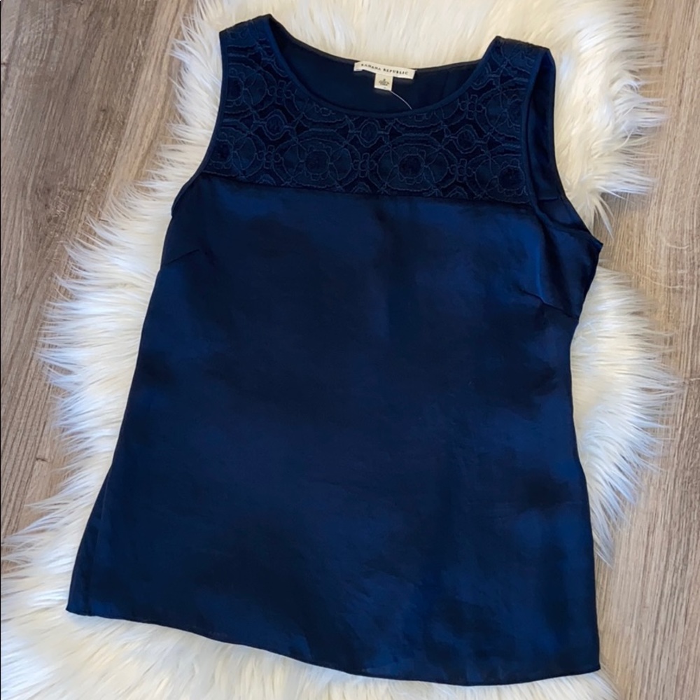 Banana Republic Navy Silky / Lacy Top
